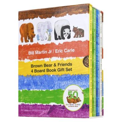 Brown Bear Friends 4 Board Book Gift Set 艾瑞卡尔亲子共读绘本纸板书 4册盒装 Eric Carle 棕熊和它的朋友们 幼儿色彩感知启蒙