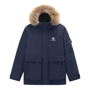 骆驼女装工装派克羽绒服2025冬季新款防风加厚保暖大毛领羽绒外套