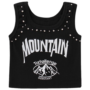 女童吊带背心外穿夏季薄款修身辣妹上衣儿童潮酷无袖高腰纯棉T恤