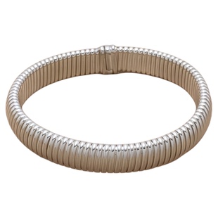 925纯银微弹力竖纹宽板手镯意大利进口ins时尚个性质感软手环手链