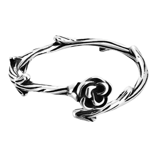 日韩荆棘玫瑰戒指女复古时尚嘻哈花朵开口指环个性食指戒潮