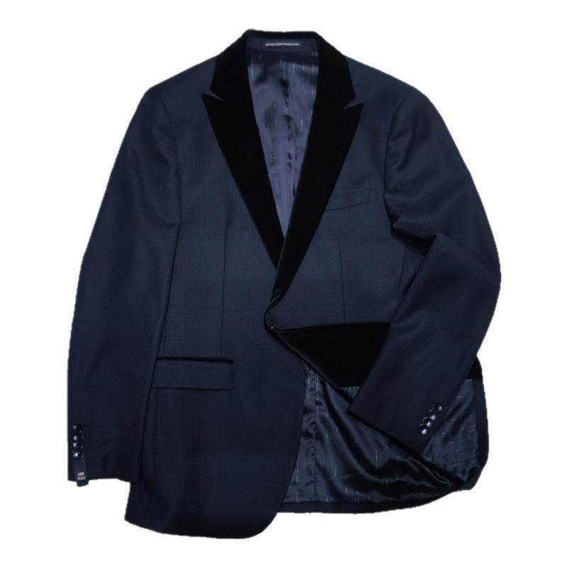 高端羊毛混纺商务正装西服男时尚新款1粒扣开衩婚礼面试伴郎西装