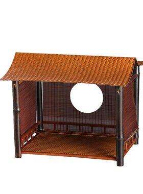 竹编屋檐卷帘茶棚晾杯架茶具收纳