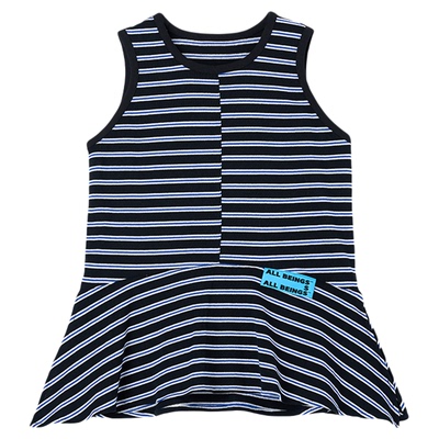 ALL BEINGS2025SS设计师新款轻薄蓝黑条纹裙摆百搭外穿背心女夏季