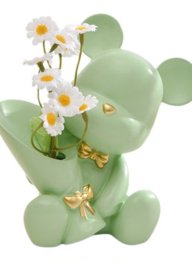 创意小熊仿真插花玄关桌面摆件