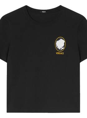 【季末优惠】VERSACE/范思哲 女士Cameo Logo修身T恤