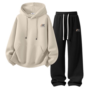 回力加绒冬季套装男款青少年冬装衣服一整套穿搭男大码卫衣裤子男