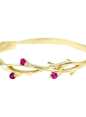 【蔷薇枝花藤戒指】女18k金藤蔓