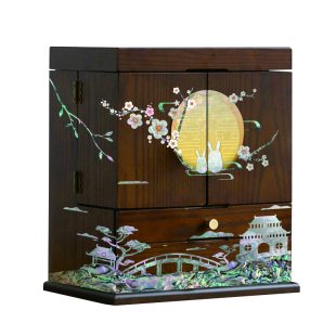 螺钿漆器化妆品收纳盒防尘有盖家用大容量木质抖音同款桌面饰品盒