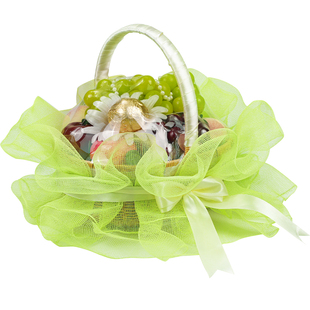 免折叠法式水果礼篮果篮成品网纱ins风手提水果礼盒0手工网纱装饰