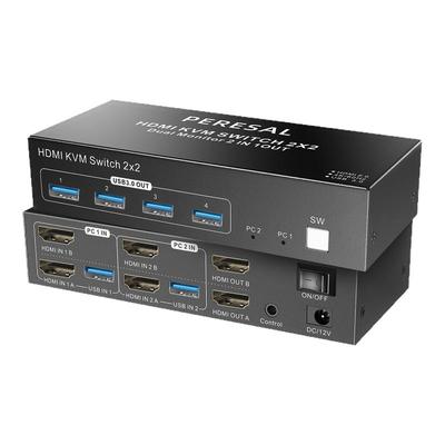 KVM切换器二进二出HDMI分屏器4K