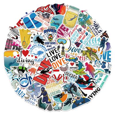50张夏日潜水贴纸防水行李箱贴画