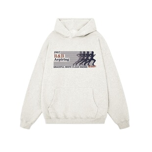 RASP秋冬国潮美式跑步人字母连帽卫衣街头男女同款情侣帽衫上衣