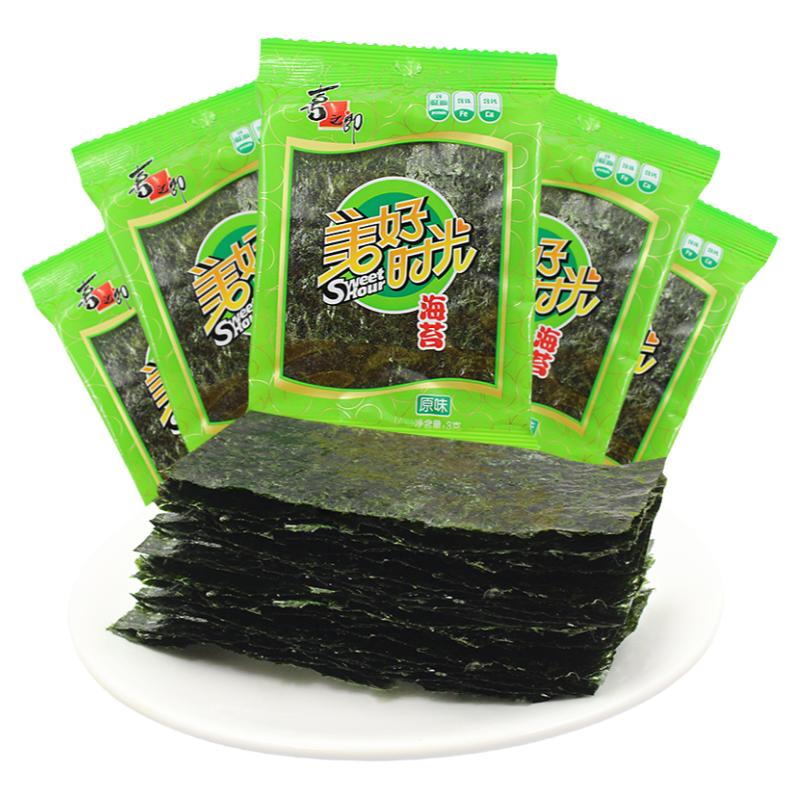 喜之郎美好时光海苔原味3g/袋 儿童营养海带小零食大片装即食海味