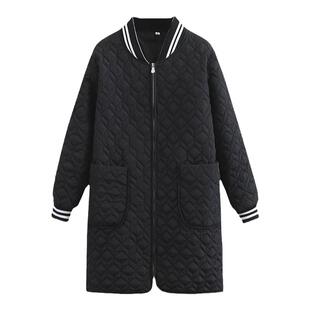 大码韩版棉服女200斤宽松中长款胖mm秋冬外套立领显瘦棒球服棉衣