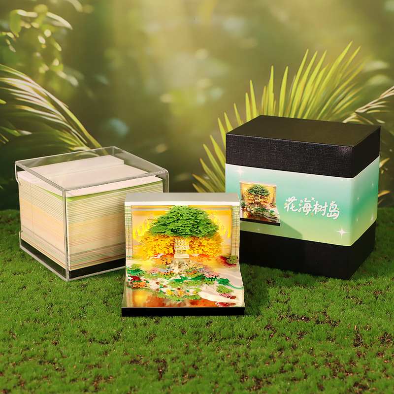 2026年纸雕日历企业文摆件活动本3d纪念礼品桌面屋便签立体创树