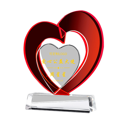 心形造型水晶奖杯定制琉璃纪念品