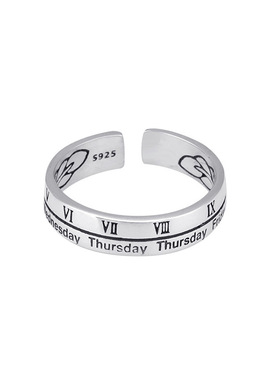 网红冷淡风复古罗马做旧数字戒指