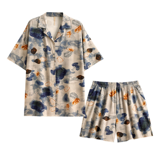 家乐芬睡衣女夏季夏款短袖短裤莫代尔家居服冰丝薄款大码套装夏天