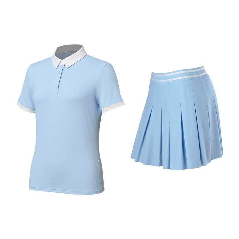 正肩POLO衫运动短袖女网球服上衣