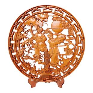 桃木夫妻和合二圣摆件实木雕刻中式卧室婚房装饰挂件百年好合新婚