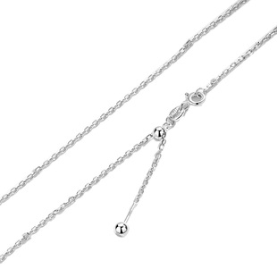 S925纯银针式项链十字链调节无吊坠素链diy锁骨链穿珠链抽拉防掉