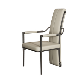 轻奢设计师茶桌真皮靠背主人椅别墅太师椅围椅高级感茶室扶手椅子