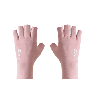 德绒办公打字写字加绒保暖学生半指手套冬季防寒加厚露指开车护腕