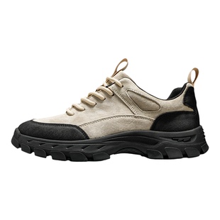 东家Qshoes外贸复古真皮户外工装鞋男秋季新款阿美咔叽徒步登山鞋