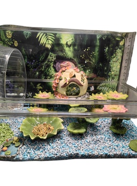 瓷蓓纯手工荷叶青蛙池塘盆托杯垫托盘高温釉下彩造景装饰品摆件礼