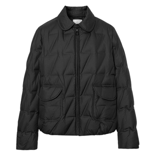 伊芙丽90白鸭绒z型花纹拉链衬衫领抽绳款外套羽绒服2025冬新款