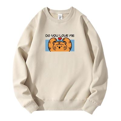 正肩圆领卫衣无帽薄款告白情侣装