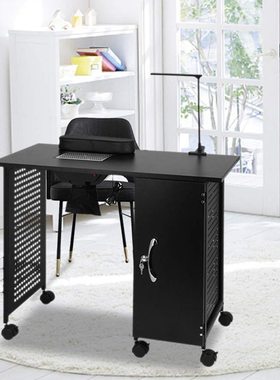 跨境现代简约美甲桌带柜带美甲吸尘器多用多层修甲桌美甲台带滑轮