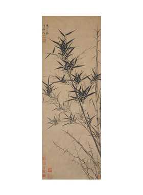 元顾安新篁图水墨竹子挂画微喷
