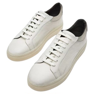 西班牙MD原单男鞋真皮休闲系带平底运动鞋百搭厚底小白鞋板鞋