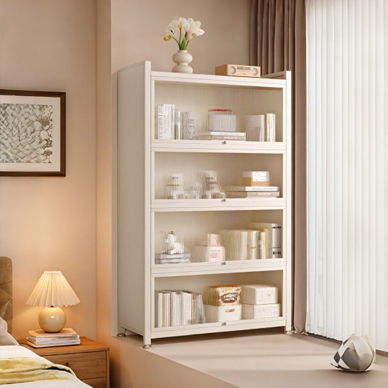 钢制书架置物架落地窄儿童柜子书柜家用靠墙收纳储物柜防尘展示柜