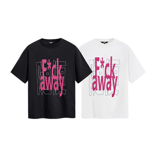 iconslab 趣味恶搞标语文字短袖T恤圆领百搭休闲宽松情侣装夏季