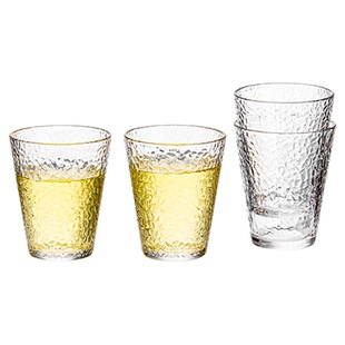 乐唯诗锤纹杯玻璃家用茶杯凉水杯玻璃杯高颜值果汁饮料牛奶杯男生