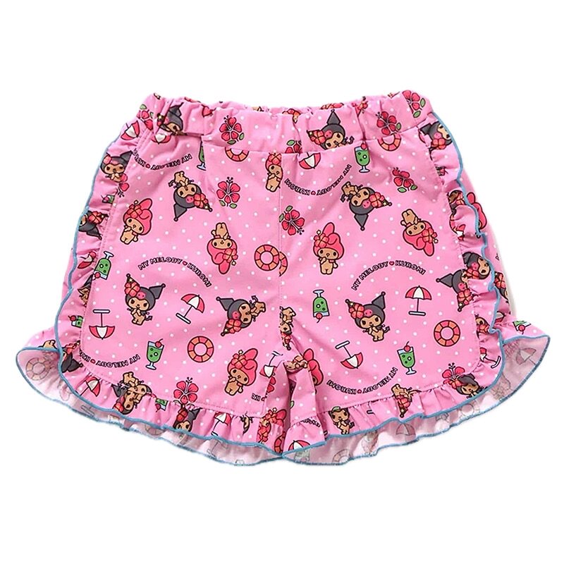 日本凯蒂猫酷洛米 hello kitty 2026夏女童速干防水沙滩花边短裤