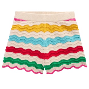 代购 MiniBoden儿童沙滩裤 26春夏季女童彩虹条纹针织短裤 2-12岁