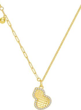 JAY闪耀金色葫芦项链925银锁骨链