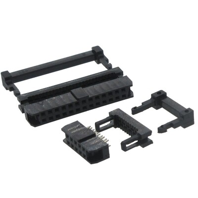 FC-2.0mm黑色压排线双排孔插头IDC牛角插头6p8p10p12p14p-44p60p