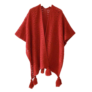 新款纯色镂空外搭披肩女装饰披风斗篷穿搭外搭斗篷民族风百搭女