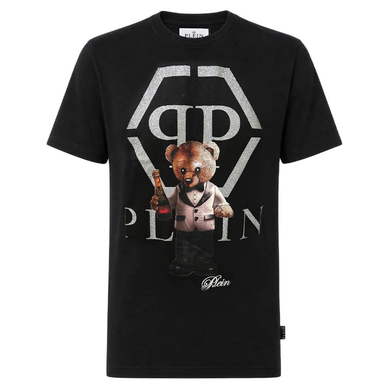 PHILIPP PLEIN 男士夏季圆领短袖PP经典西装小熊图案上衣日常T恤