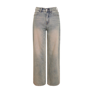 Kroche 26ss 碎落星河 重工烫钻logo 黄泥水洗做旧显瘦直筒牛仔裤