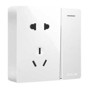 德力西开关插座明装一开五孔单控插座明线插座面板多孔墙壁插座