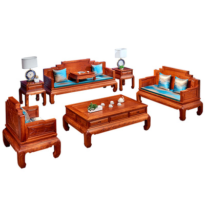 金鲤鱼缅甸花梨红木沙发组合