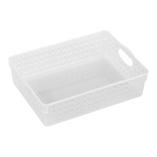 塑料桌面文件收纳篮A4纸收纳筐文具杂物分类整理储物盒办公室家用文件筐资料盒简约镂空文件篮大容量置物篮子