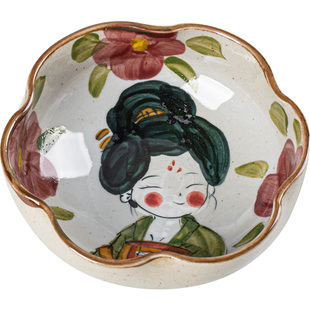 景德镇制原创手绘釉下彩茶点碟家用盘料碟复古小盘子点心碟水果碟