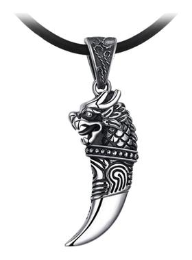 狼牙吊坠银项链时尚男士霸气挂坠